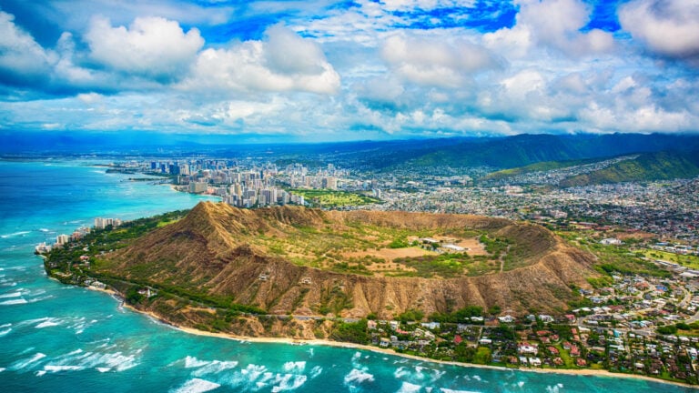 Oahu volcanic crater with dramatic lighting