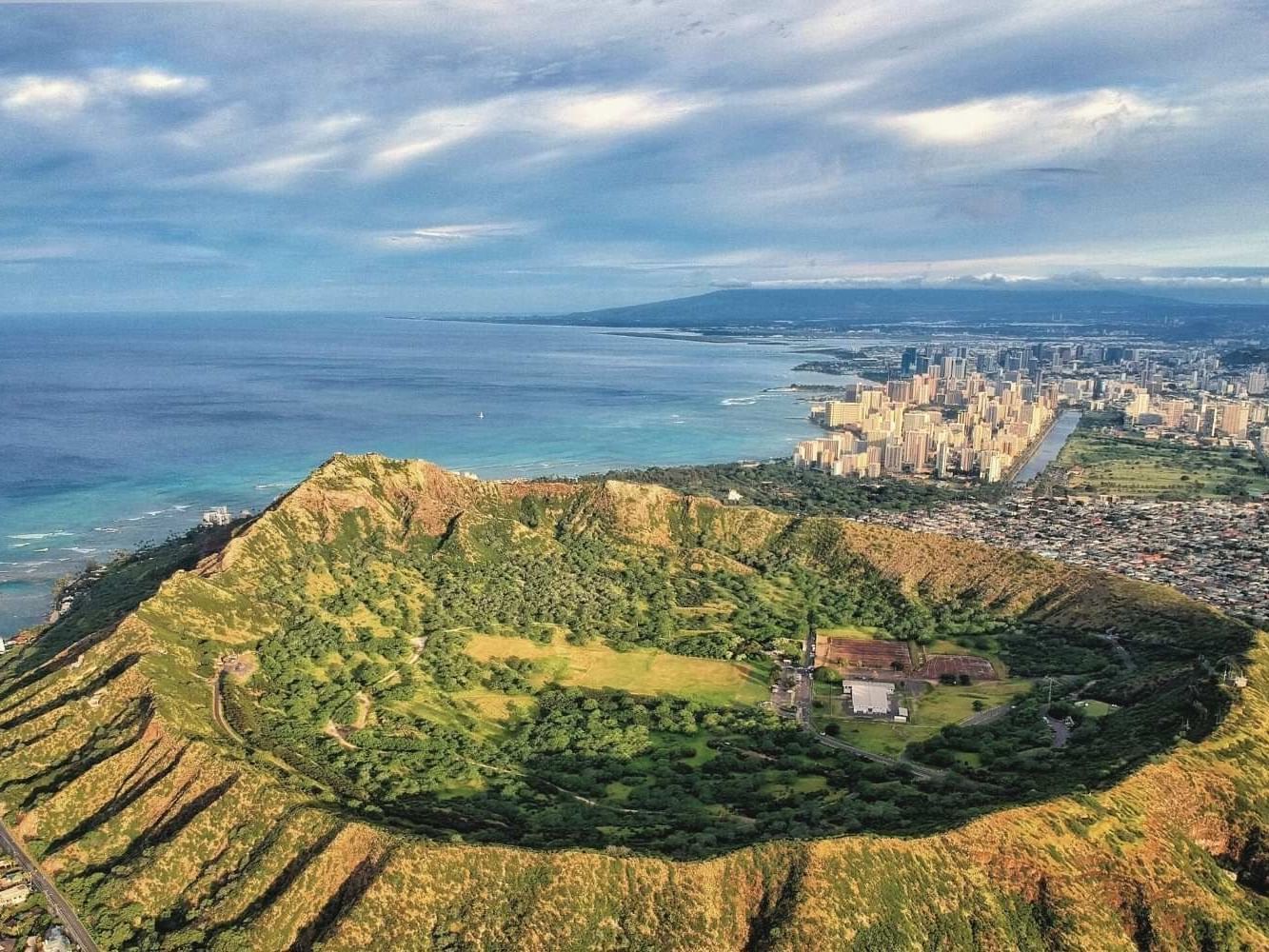 Diamond head crater aerial view standard